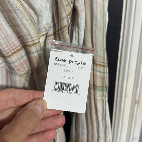 Free People Nordic Day Plaid Tie-Hem Long Sleeve Shirt Size: M - Picture 4 of 11